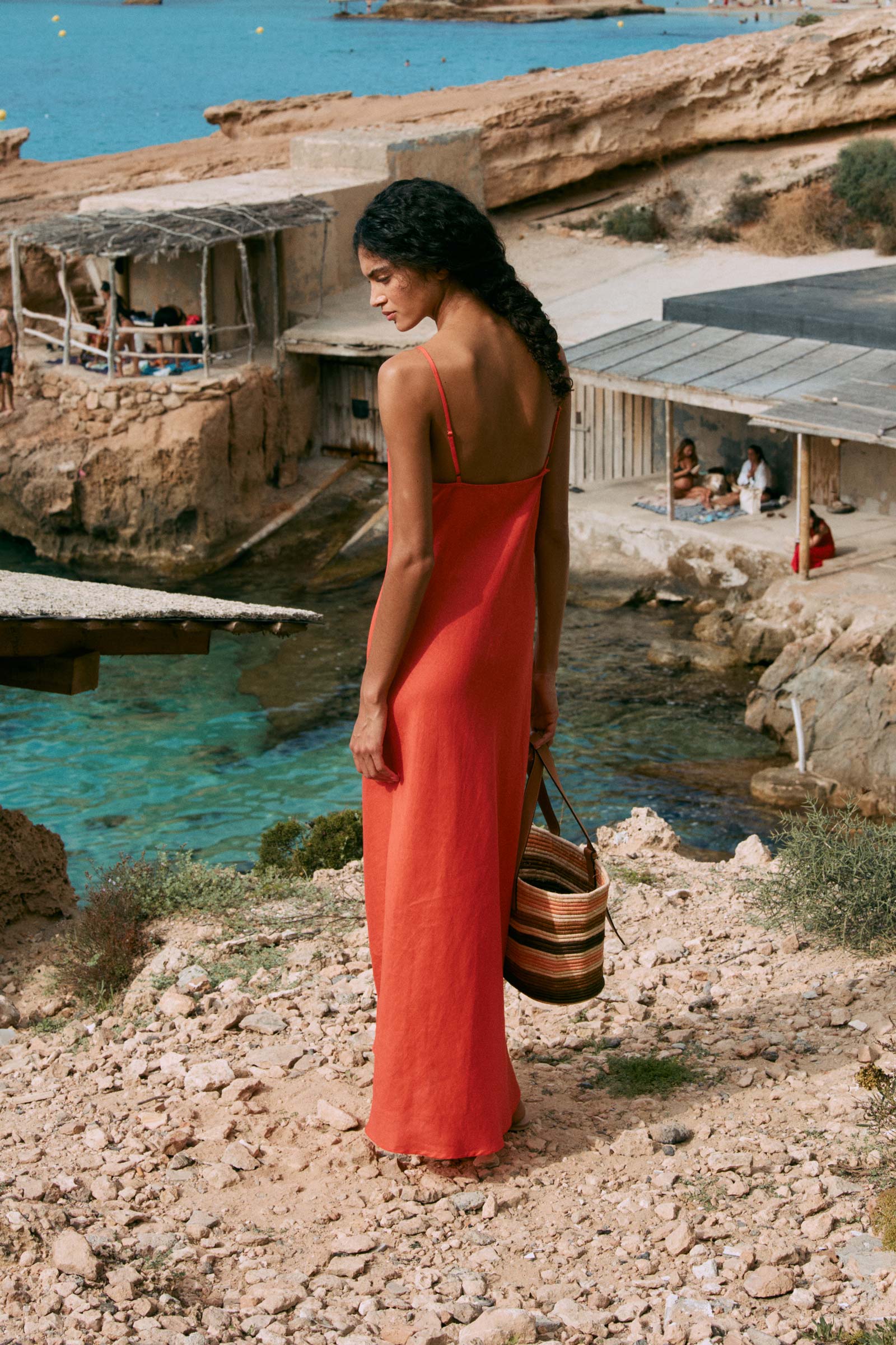 open lace back dress 100% Cotton Red One Shoulder Midi Dress - All Dresses main image 1