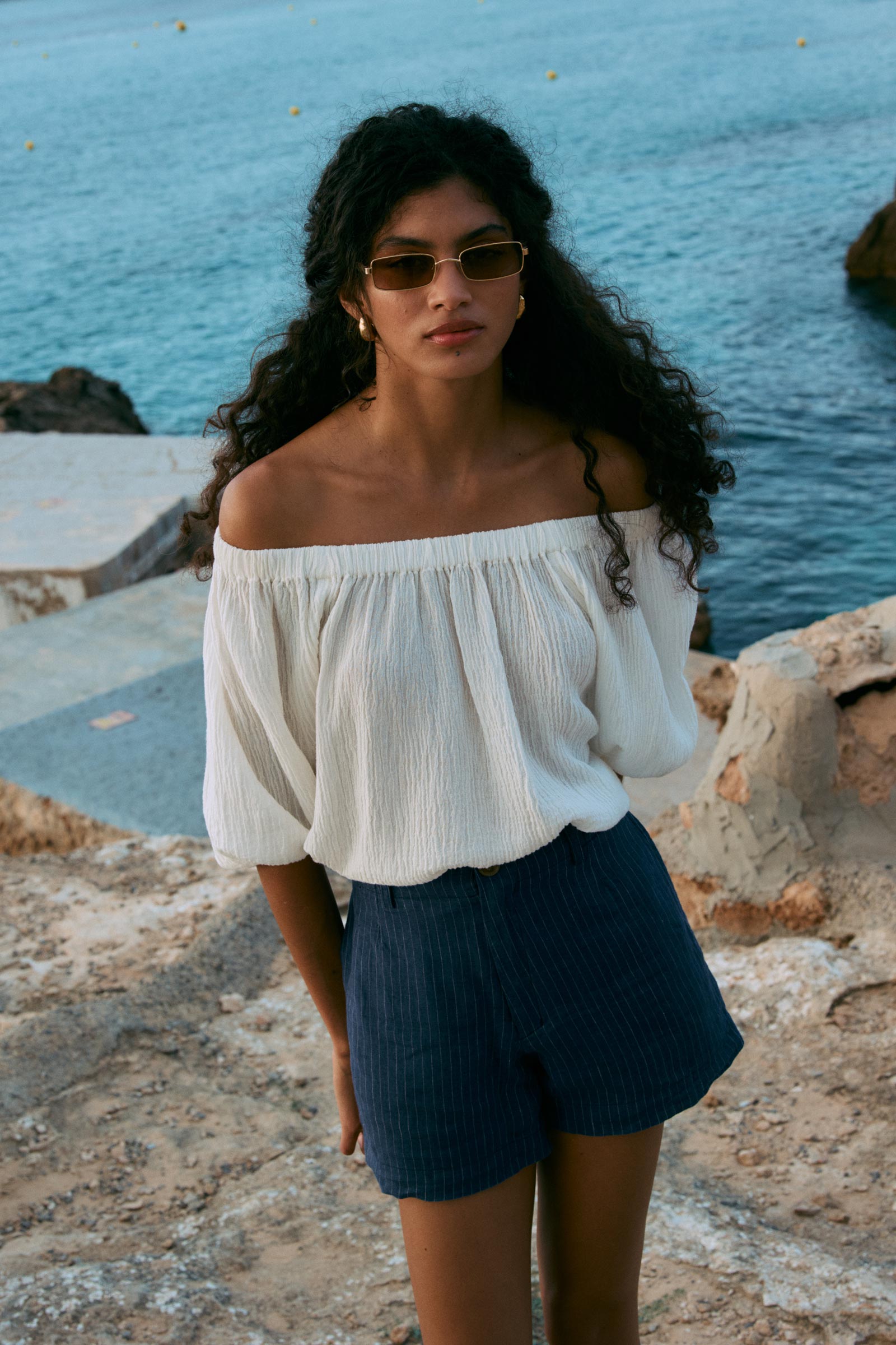 Avah Blouse in Bone ROWIE Tops ROWIE The Label