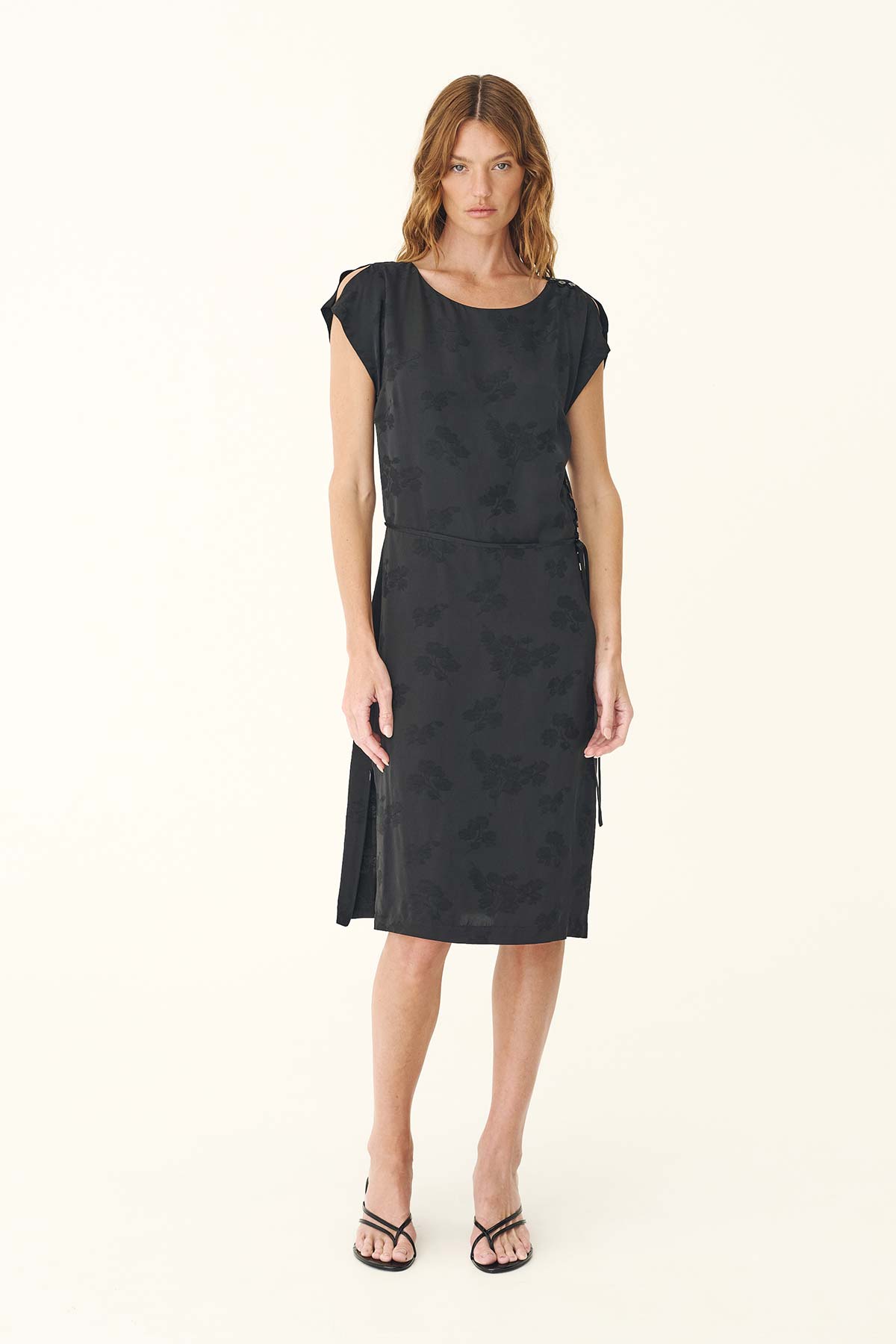 carla jacquard midi dress Carla Jacquard Midi Dress in Noir Floral