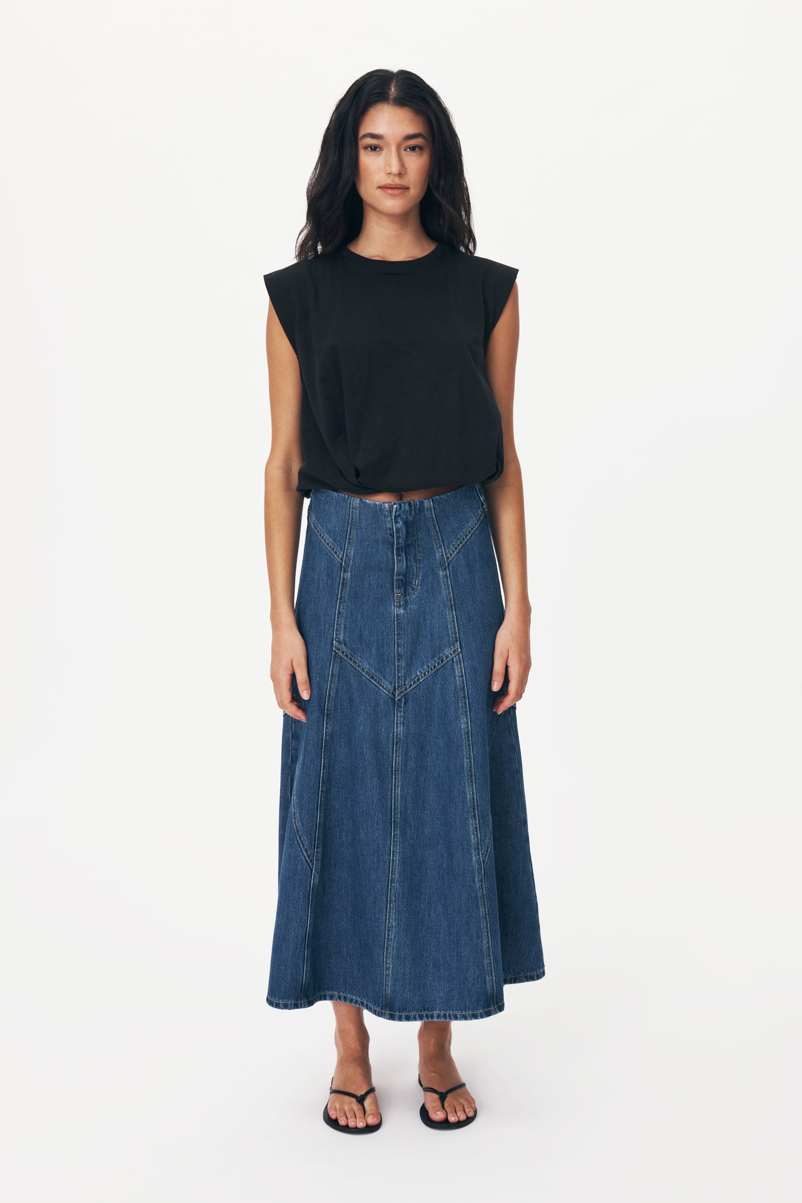 Midi Skirt Black Label Denim Skirt Jeanette Denim Midi Skirt In