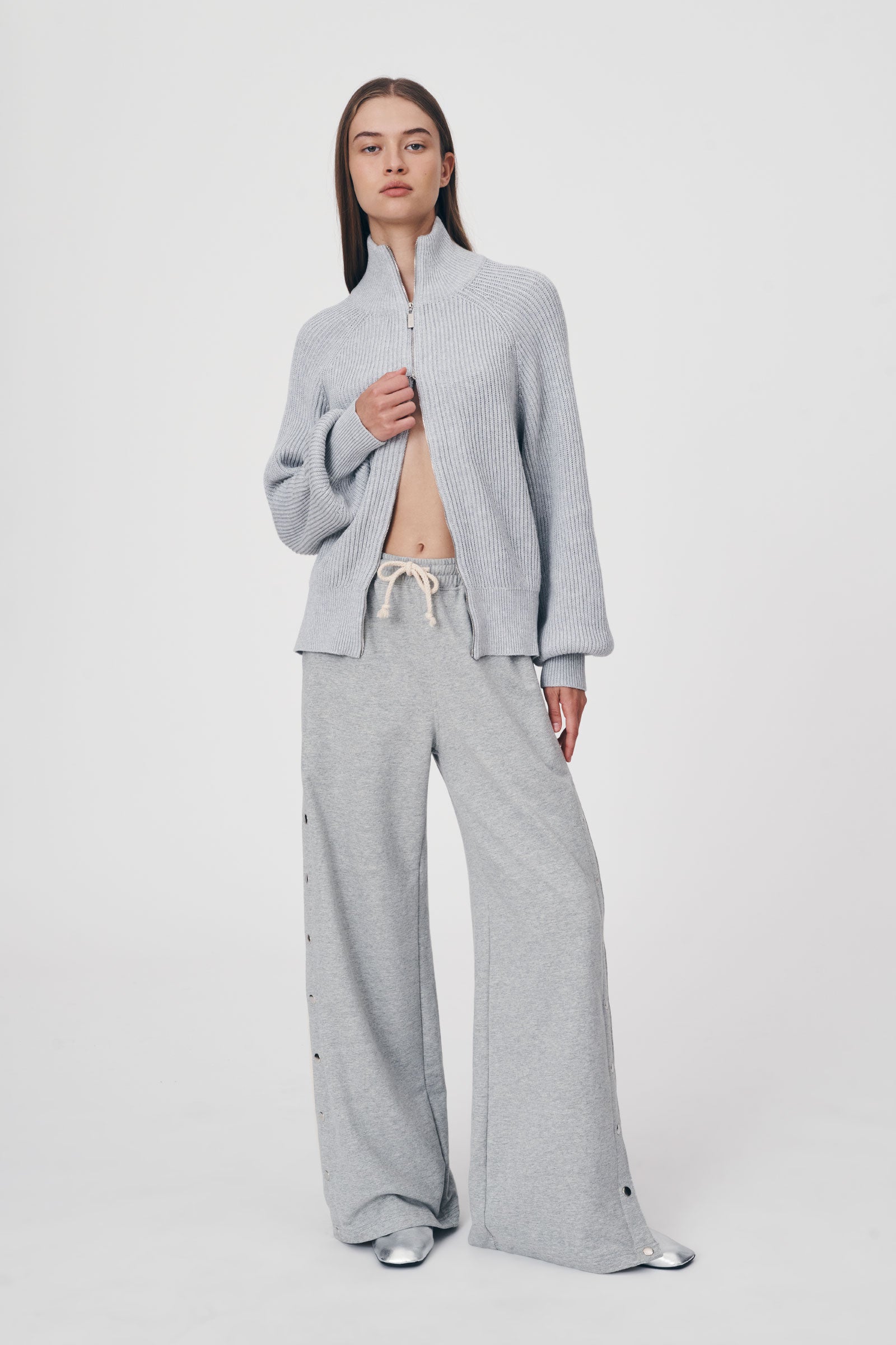 Vena Terry Snap Pants in Grey Marle ROWIE Pants