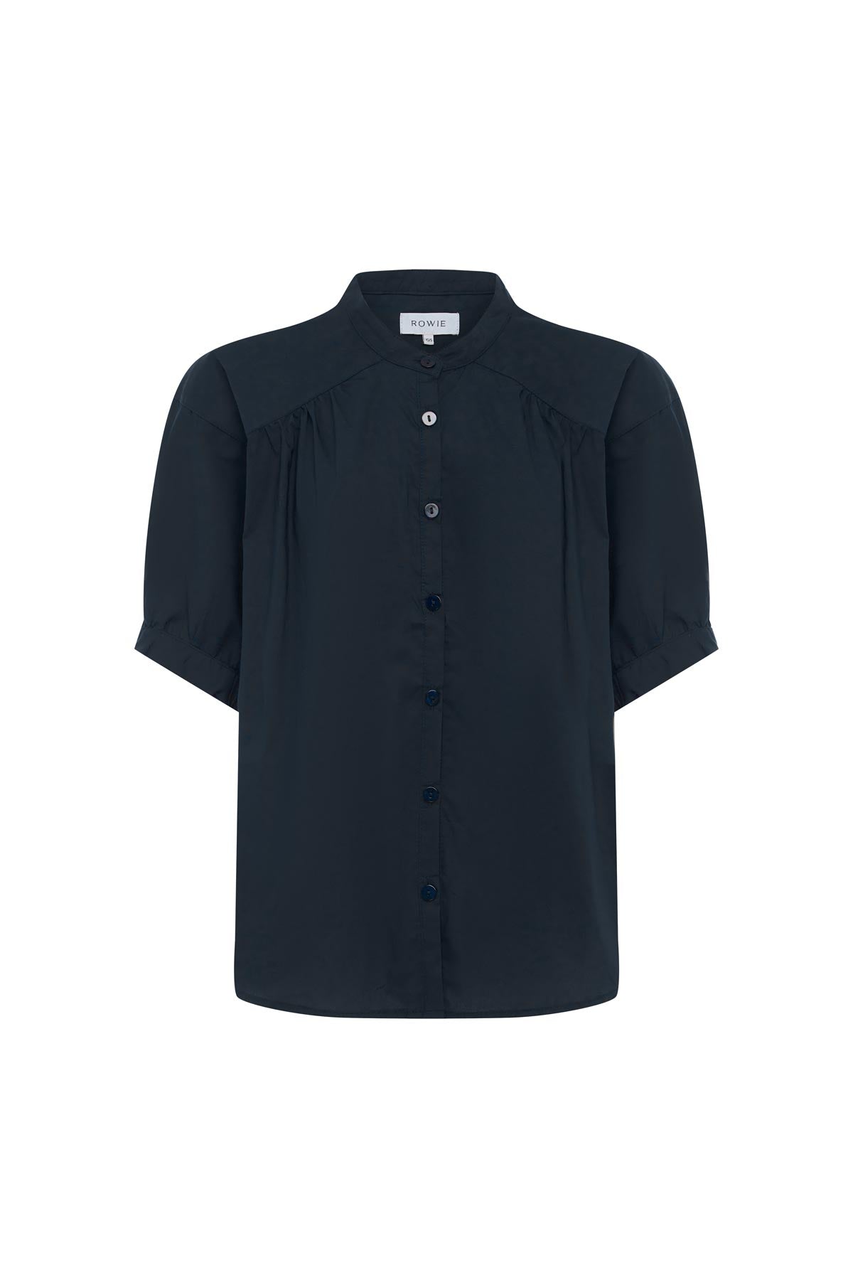 Cora Spring Blouse in Ink Cotton, isolated product image on white background, ROWIE the Label.