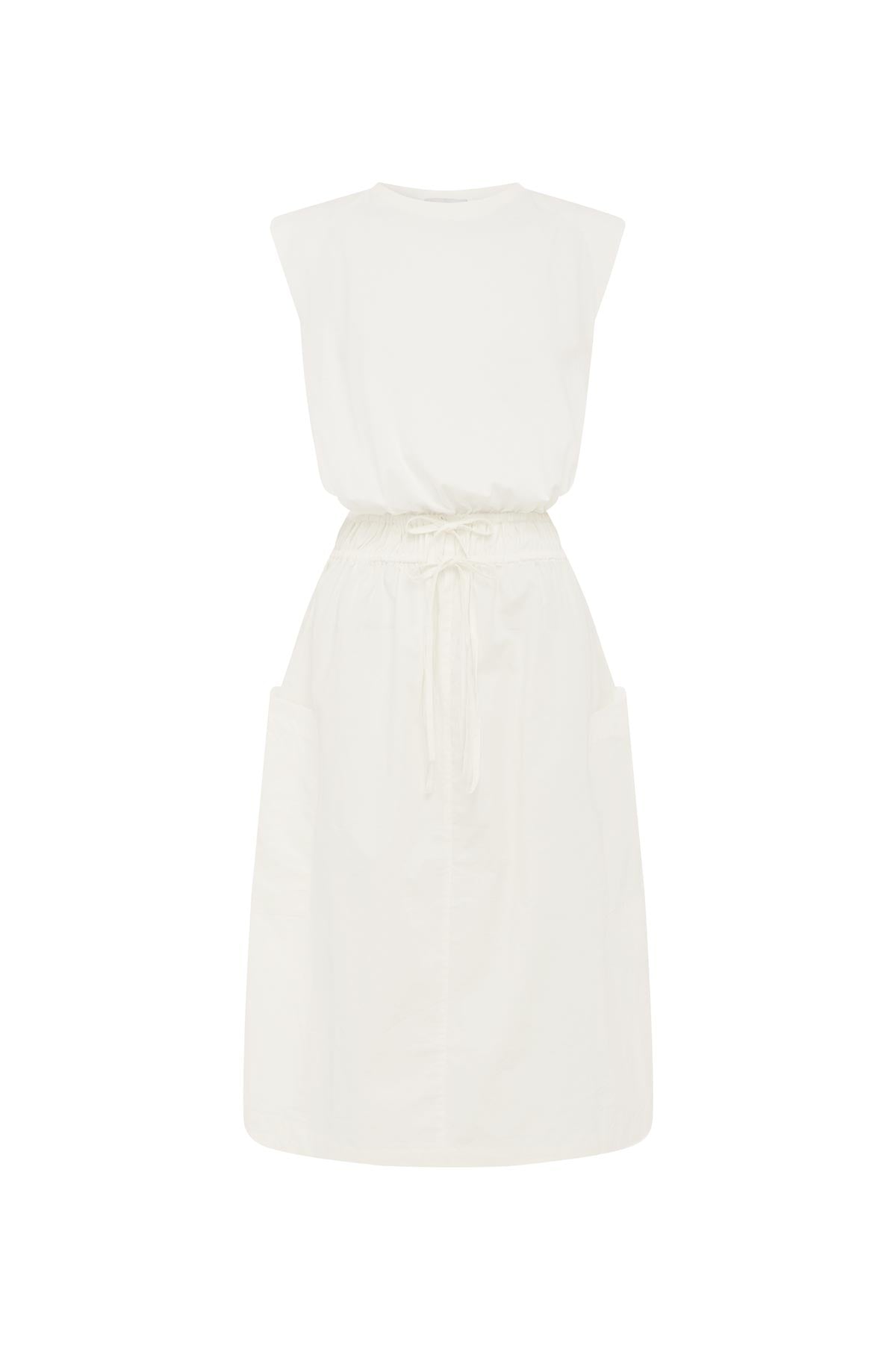 Jessica Organic Midi Dress in Tonal Bone, isolated product image on white background, ROWIE the Label.