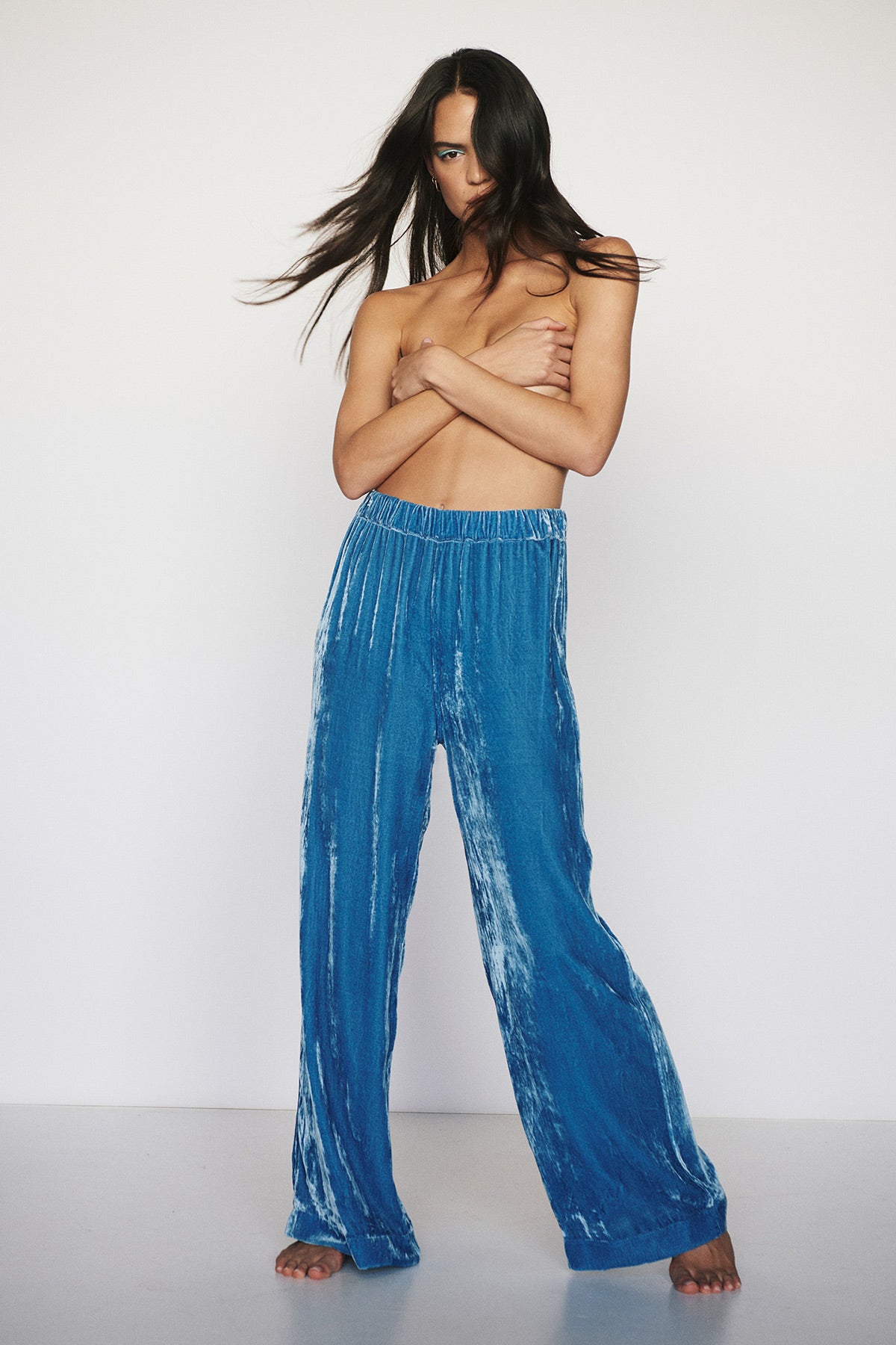 ROWIE The Label - Vera Silk Velvet Pant Cornflower - Pants