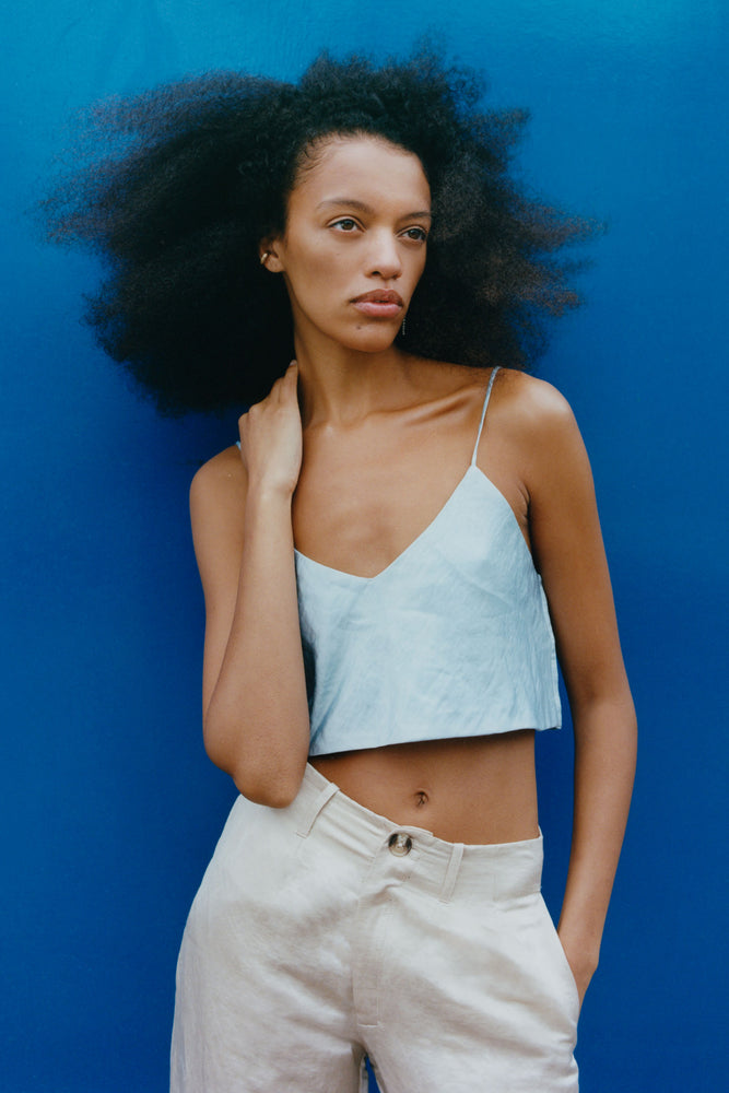 Anly Silk Linen Camisole Baby Blue