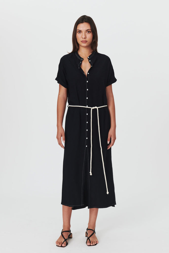Aska Midi Shirt Dress Noir