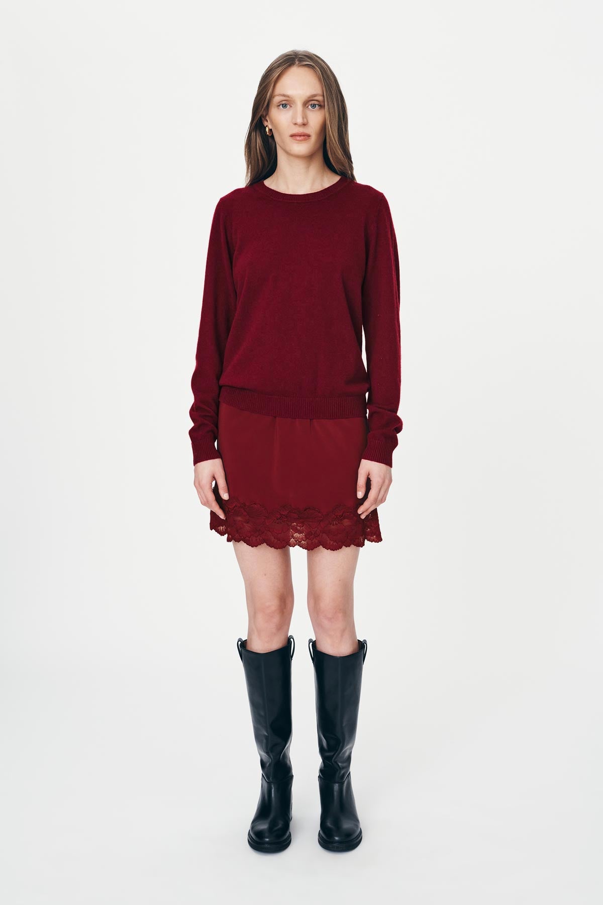 Axel Merino Knit Top in Merlot Red | ROWIE Tops – ROWIE The Label