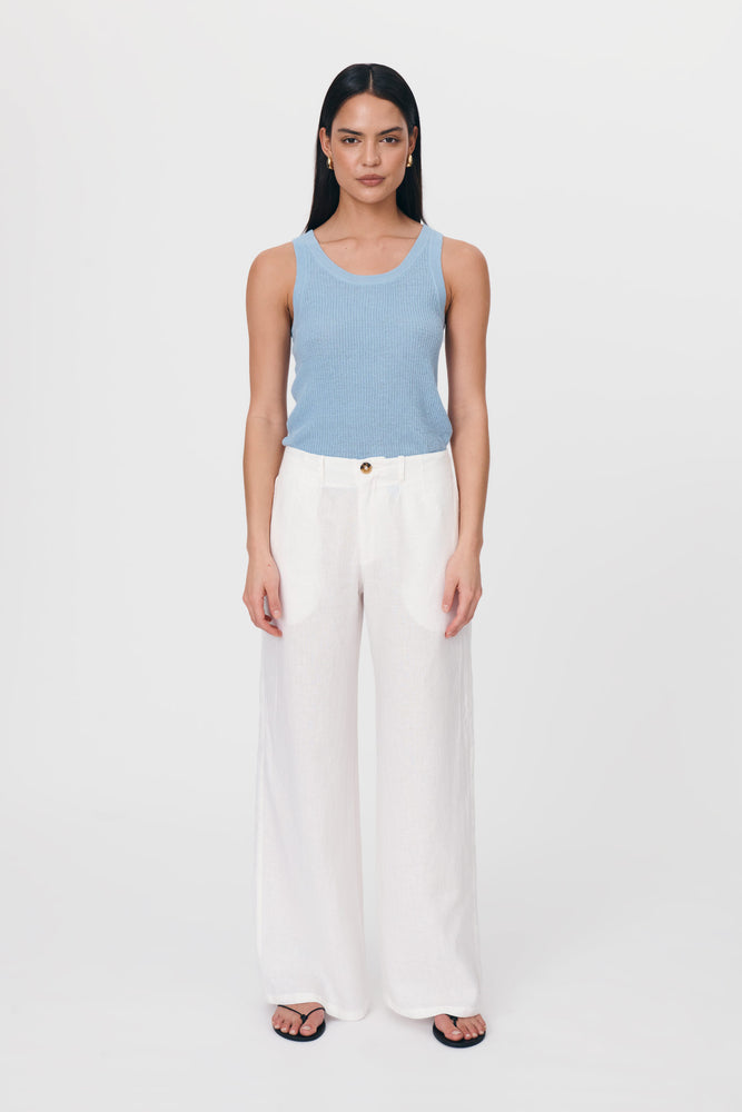 Carlotta Linen Wide Pants Bone