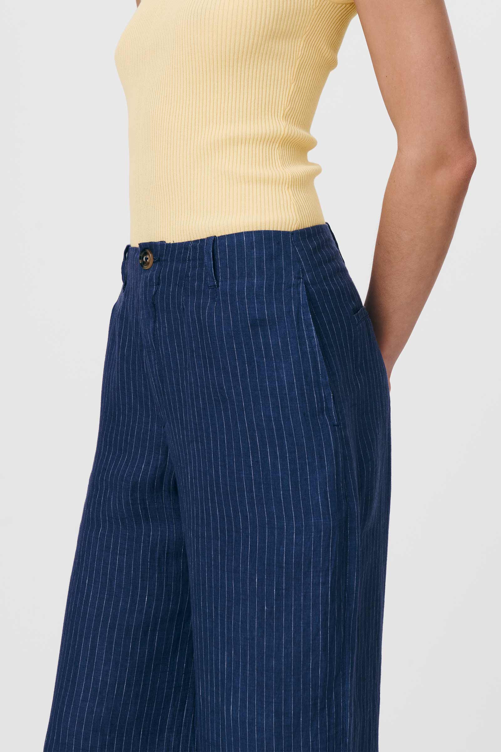 Carlotta Stripe Wide Pants Navy Pinstripe