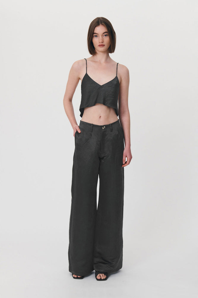 Carlotta Silk Linen Wide Pants Iron