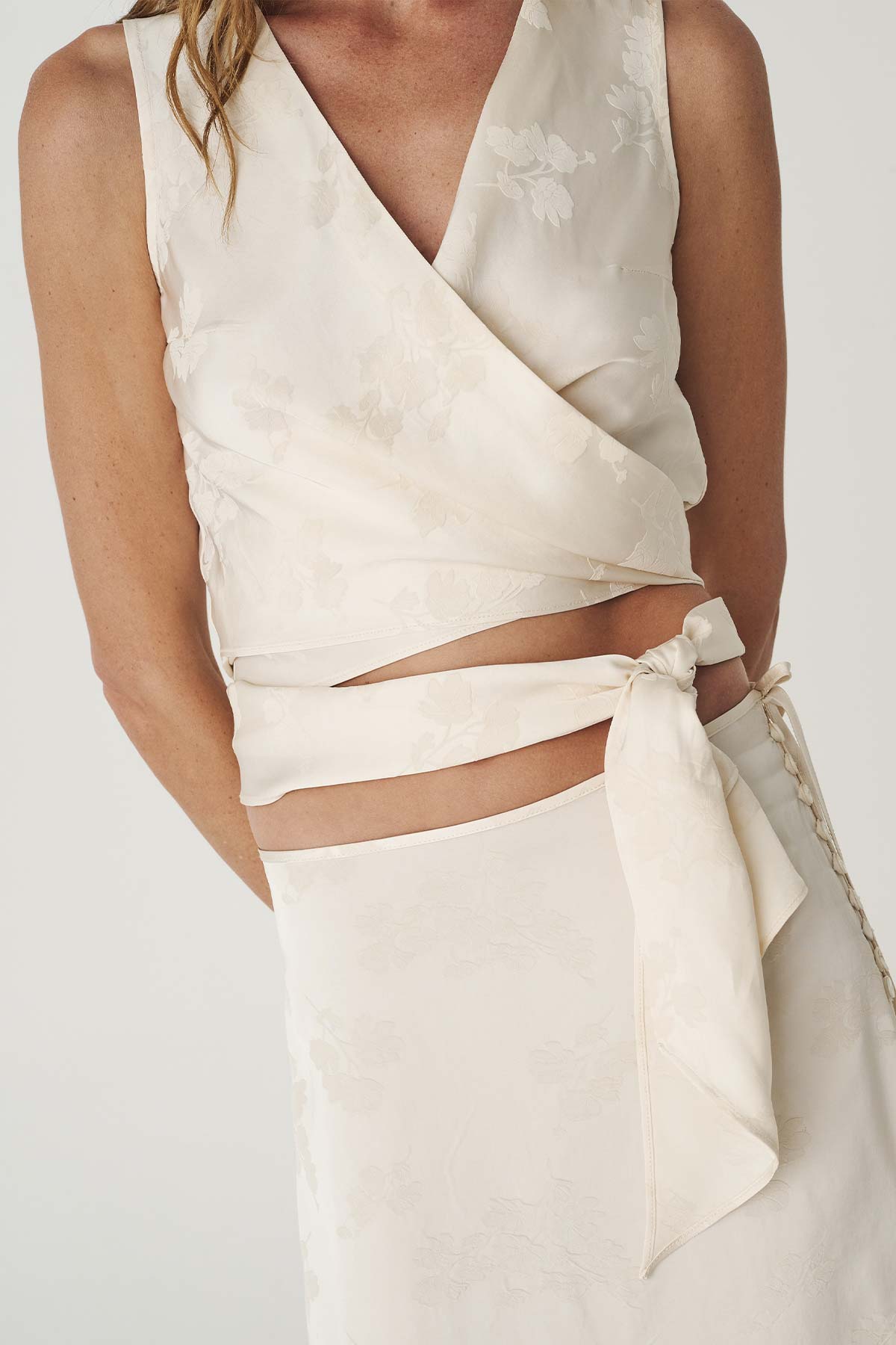 Cloudia Jacquard Wrap Top