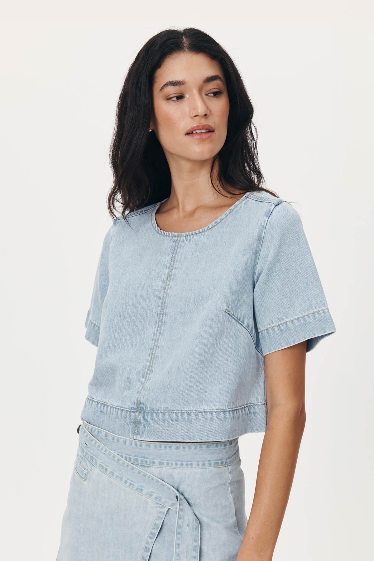 Melissa Denim Mini Wrap Skirt