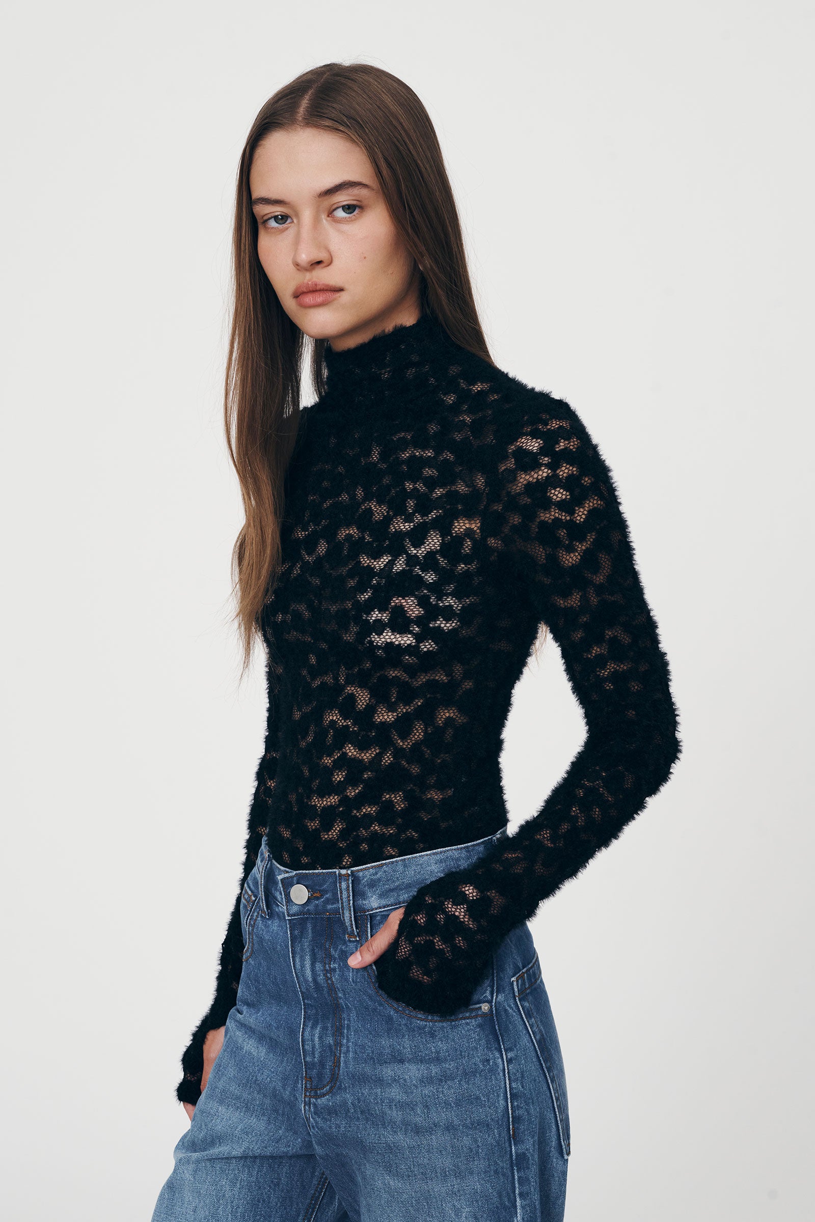 Galo Fuzzy Lace Top