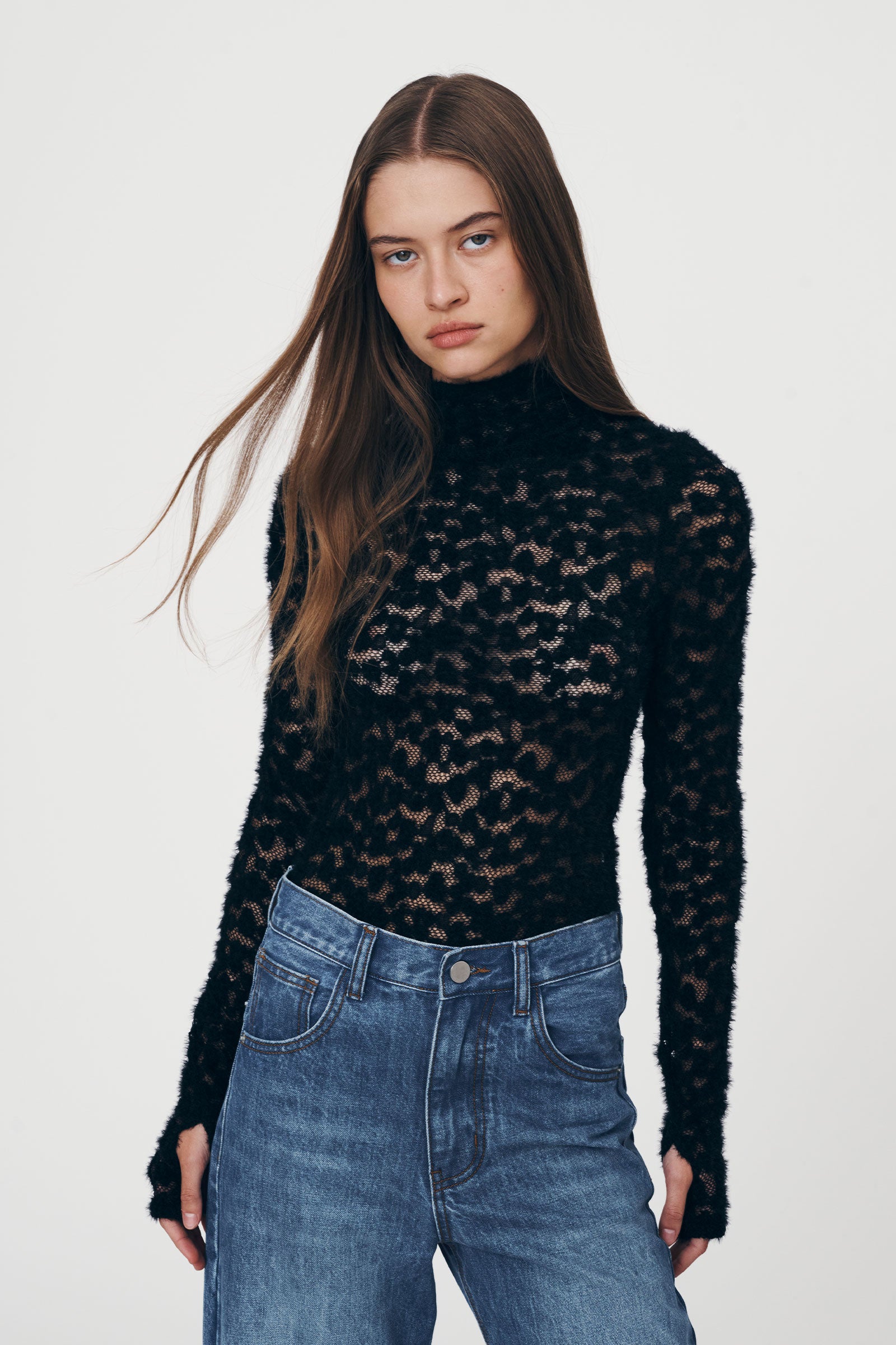 Galo Fuzzy Lace Top