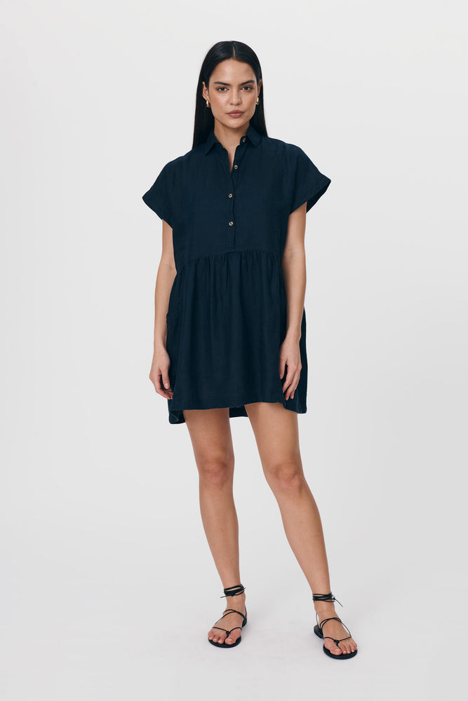 Gina Linen Mini Dress Ink