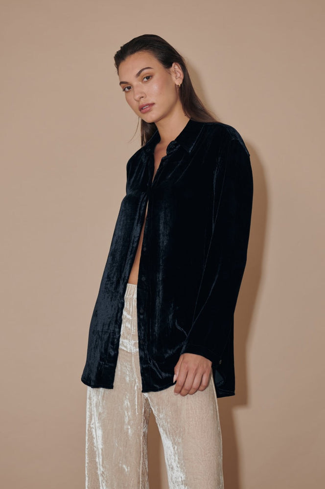 Jodi Silk Velvet Shirt Jacket Noir