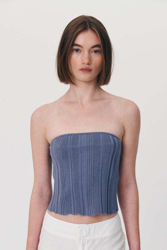 Jojo Knit Bandeau Silver Blue