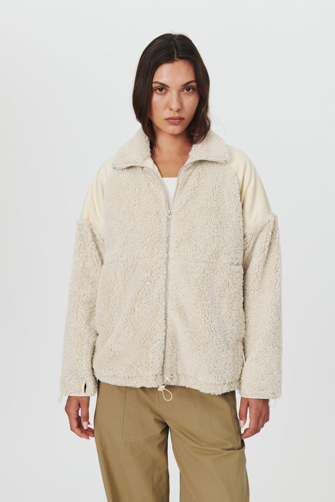 Kie Sherpa Jacket Cream Splice