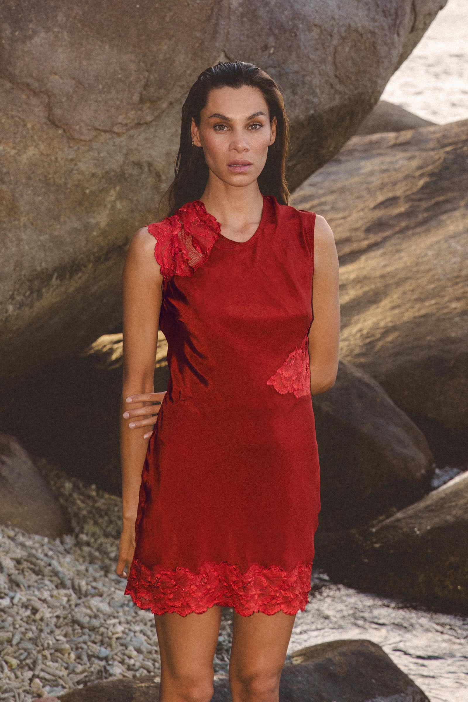 Lily Silk Lace Mini Dress in Burgundy | Rowie Dresses ROWIE The Label Lily Silk Lace Mini Dress in Burgundy | Rowie Dresses ROWIE The Label