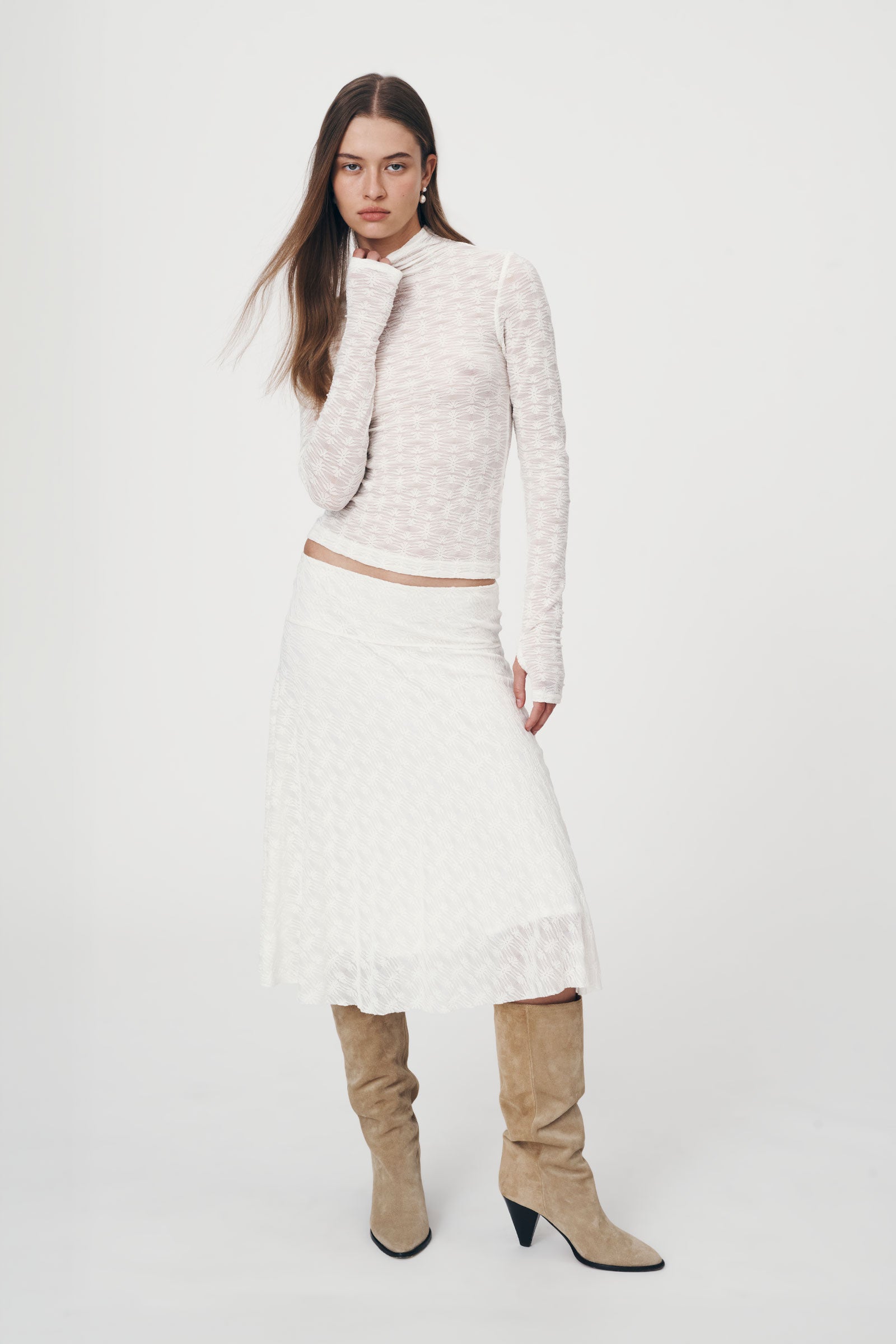 Lydia Flower Lace Midi Skirt