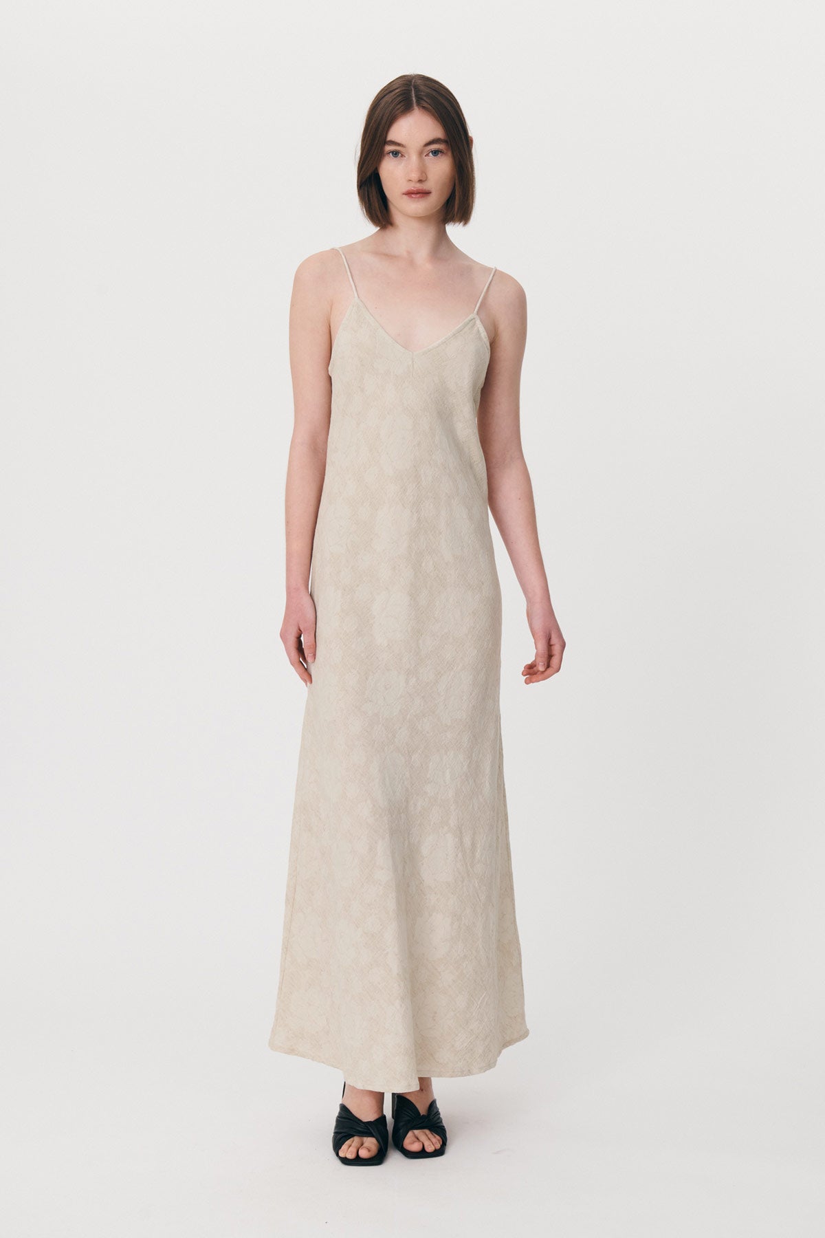 ROWIE The Label Mabel Slip Maxi Dress Rose Jacquard Dresses