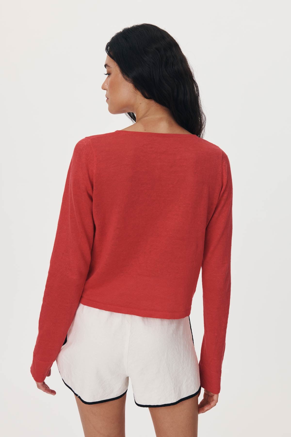 Marcia Bow Cardigan Top in Apple Red | ROWIE Tops – ROWIE