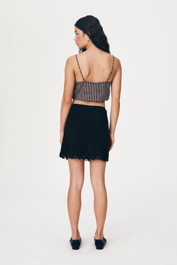 SILK MINI SKIRT - NOIR
