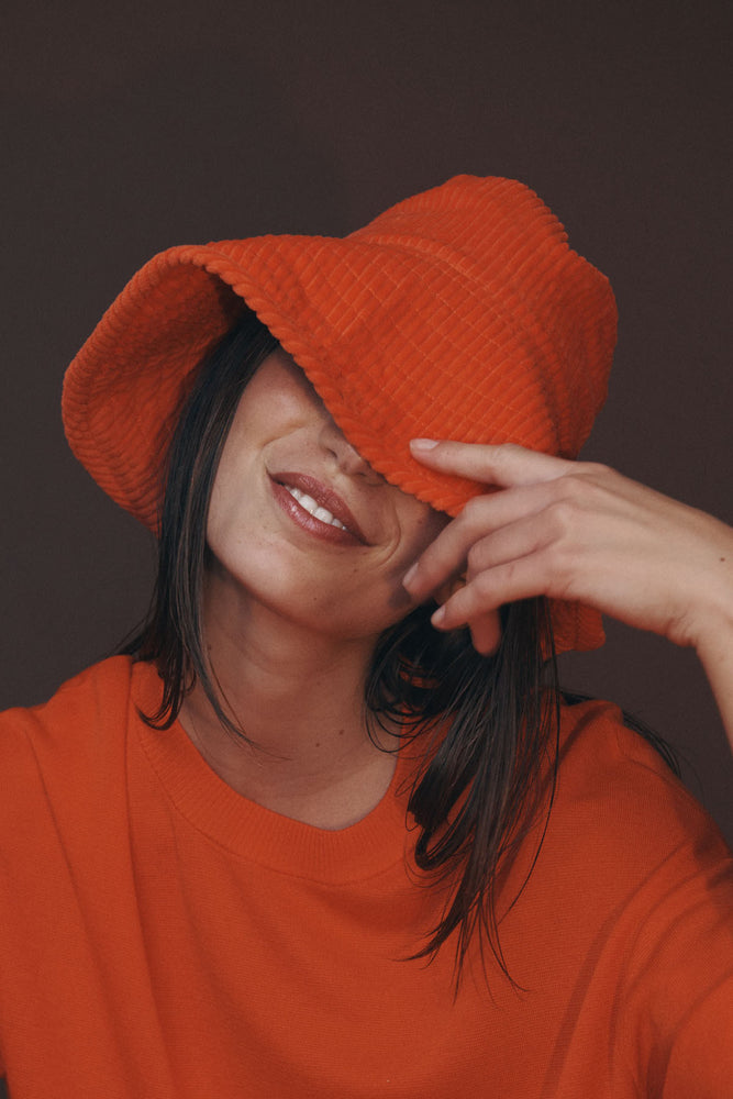 Cord Bucket Hat Spicy Orange