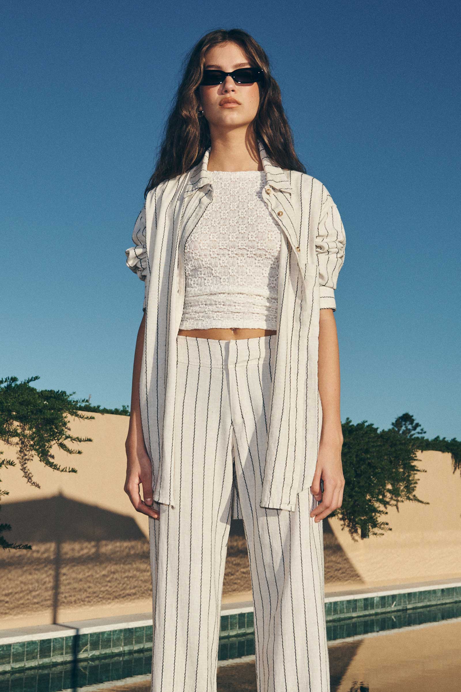 The Row / Hank Top in Linen Nesson Pocket Linen Shirt The Row