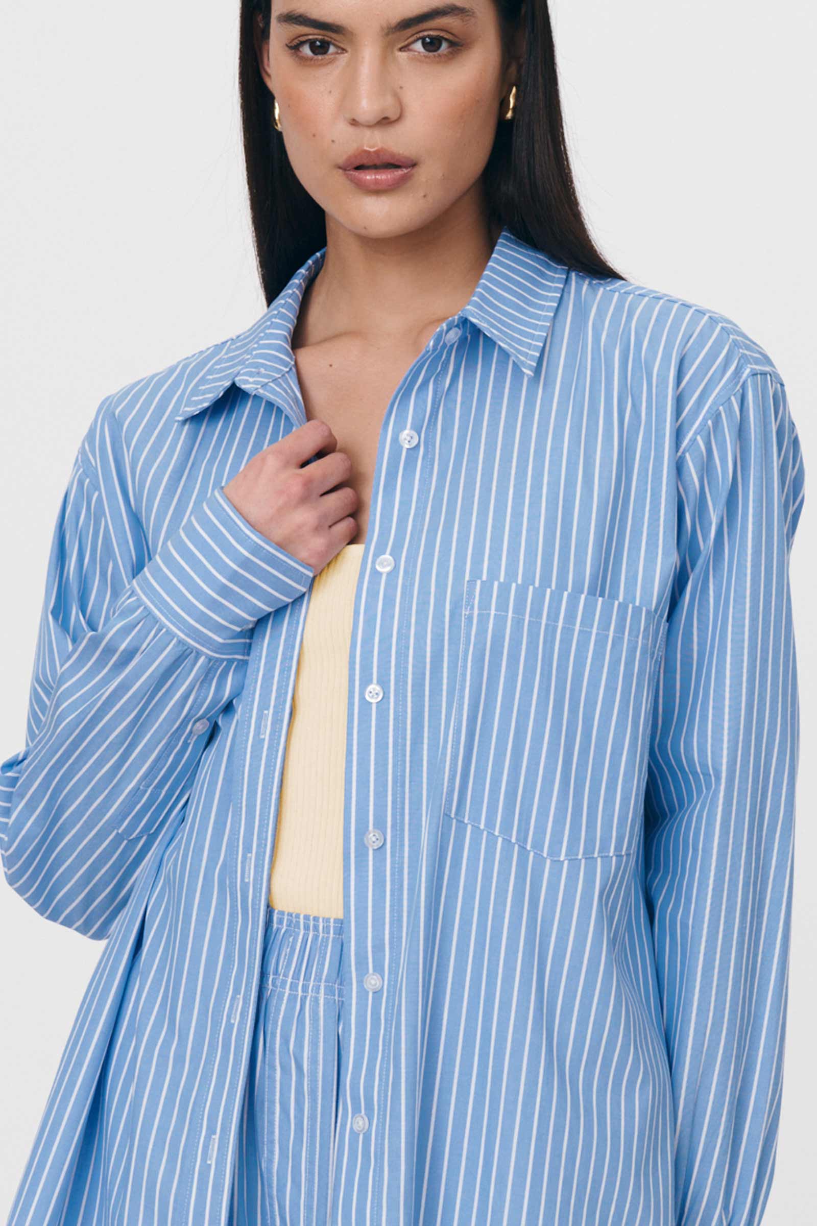 Ramona Long Sleeve Shirt Cornflower Stripe
