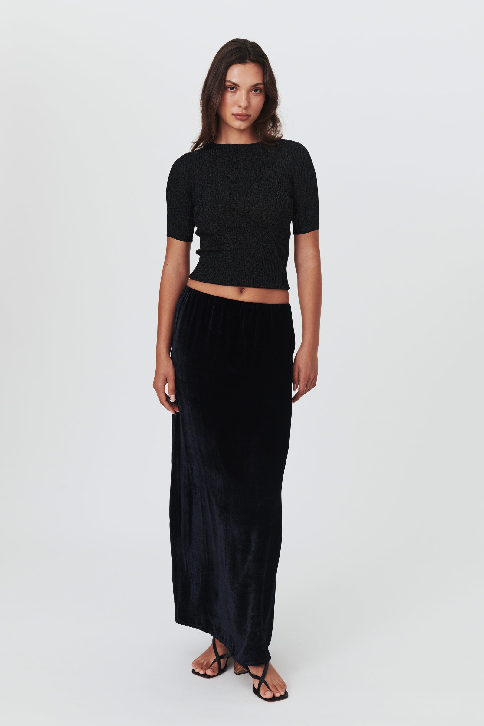 Robbie Silk Velvet Maxi Skirt