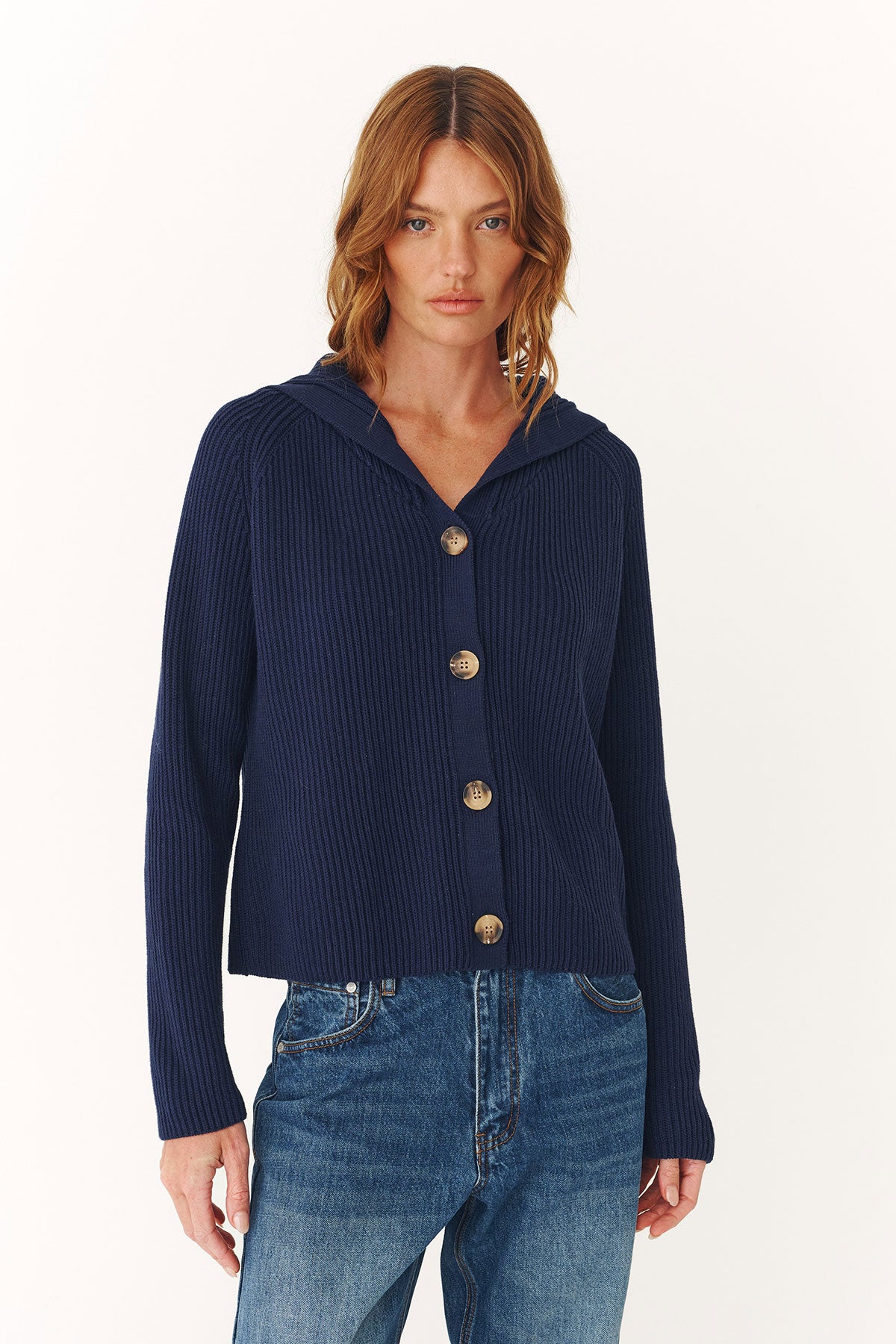 Rowie Saylor Knit Cardigan in Anchor Blue