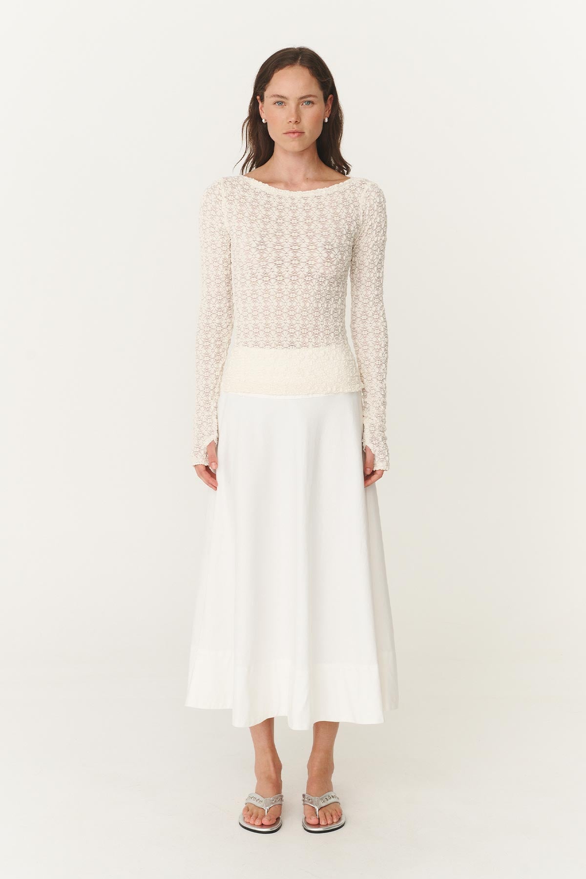 トップス andmary Samantha ribbon tops ivory ANDMARY】Samantha ribbon tops