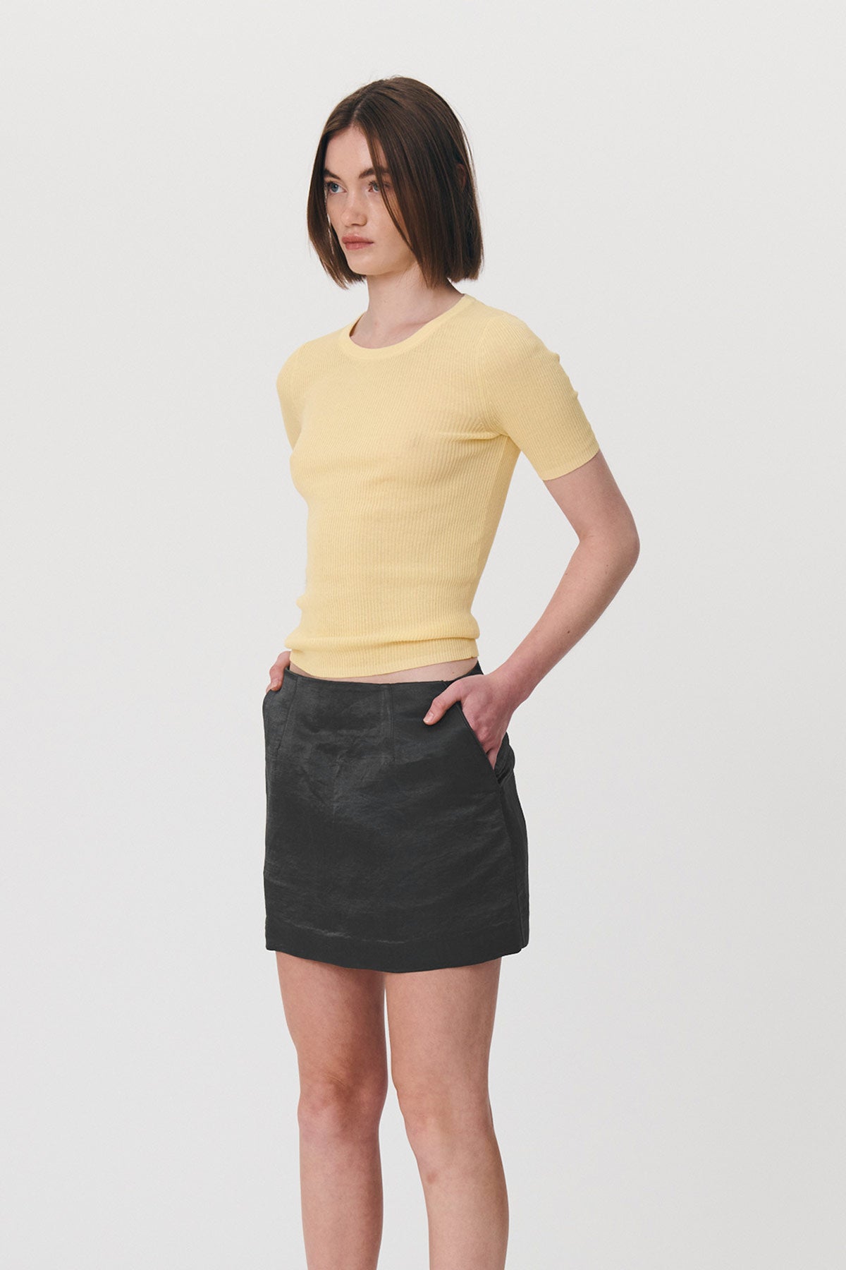 Tau Silk Linen Mini Skirt