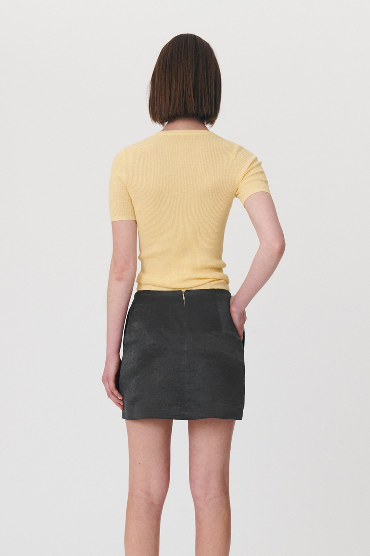 Tau Silk Linen Mini Skirt