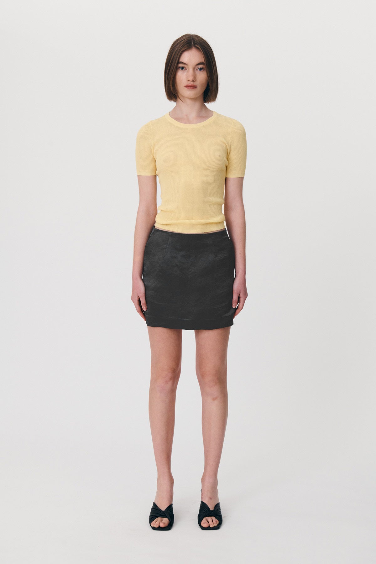 Tau Silk Linen Mini Skirt Iron