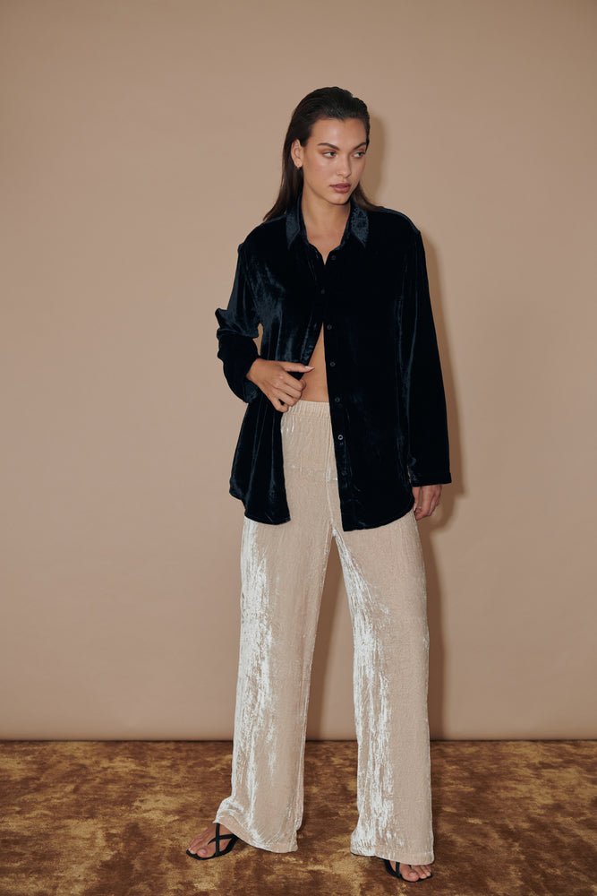 Vera Silk Velvet Pants Silver Birch