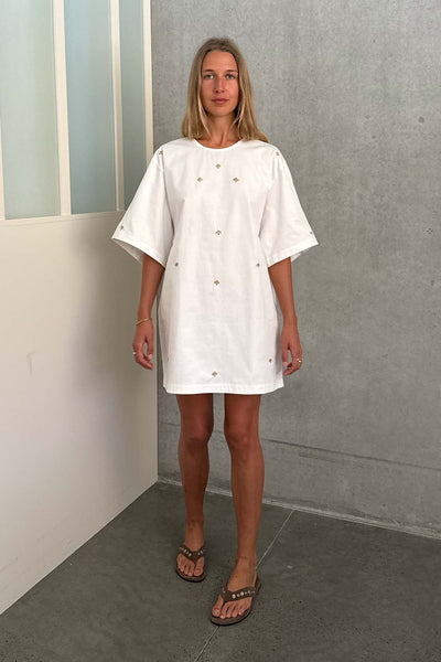 slim fit dress slacks Ana Flare Mini Dress (White) main image 0