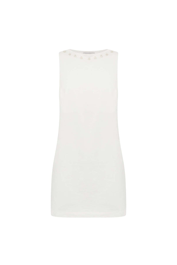 Muriel Button Boatneck Mini Dress