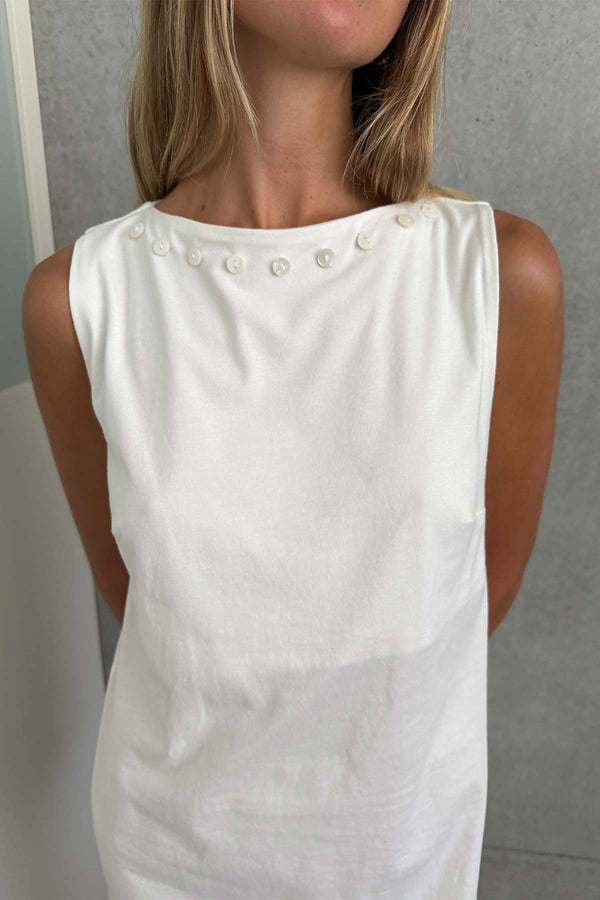 Muriel Button Boatneck Mini Dress
