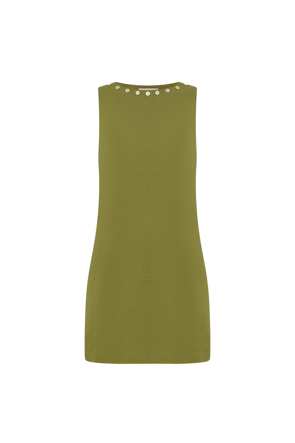 Muriel Button Boatneck Mini Dress