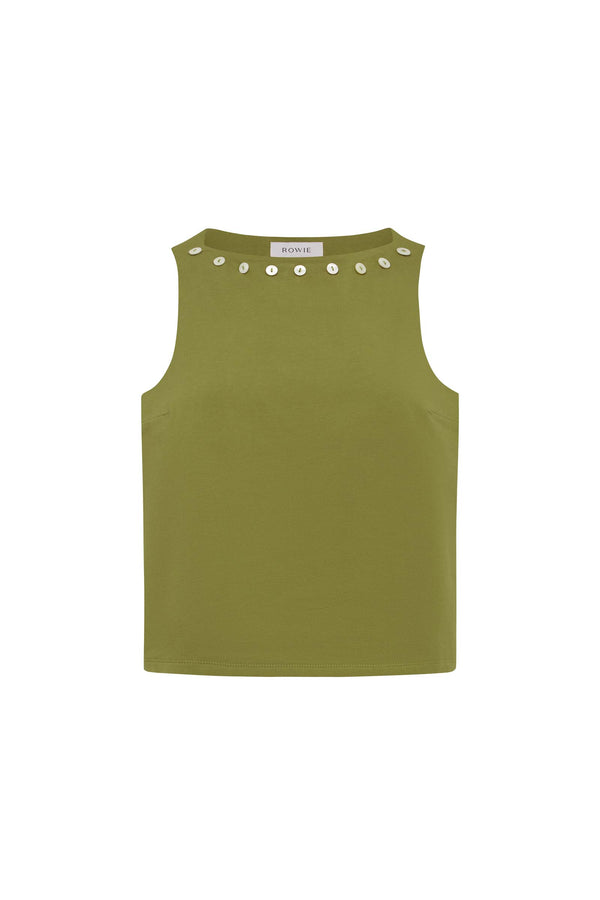 Muriel Button Boatneck Tank
