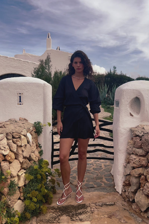 Isla Silk Wrap Mini Dress