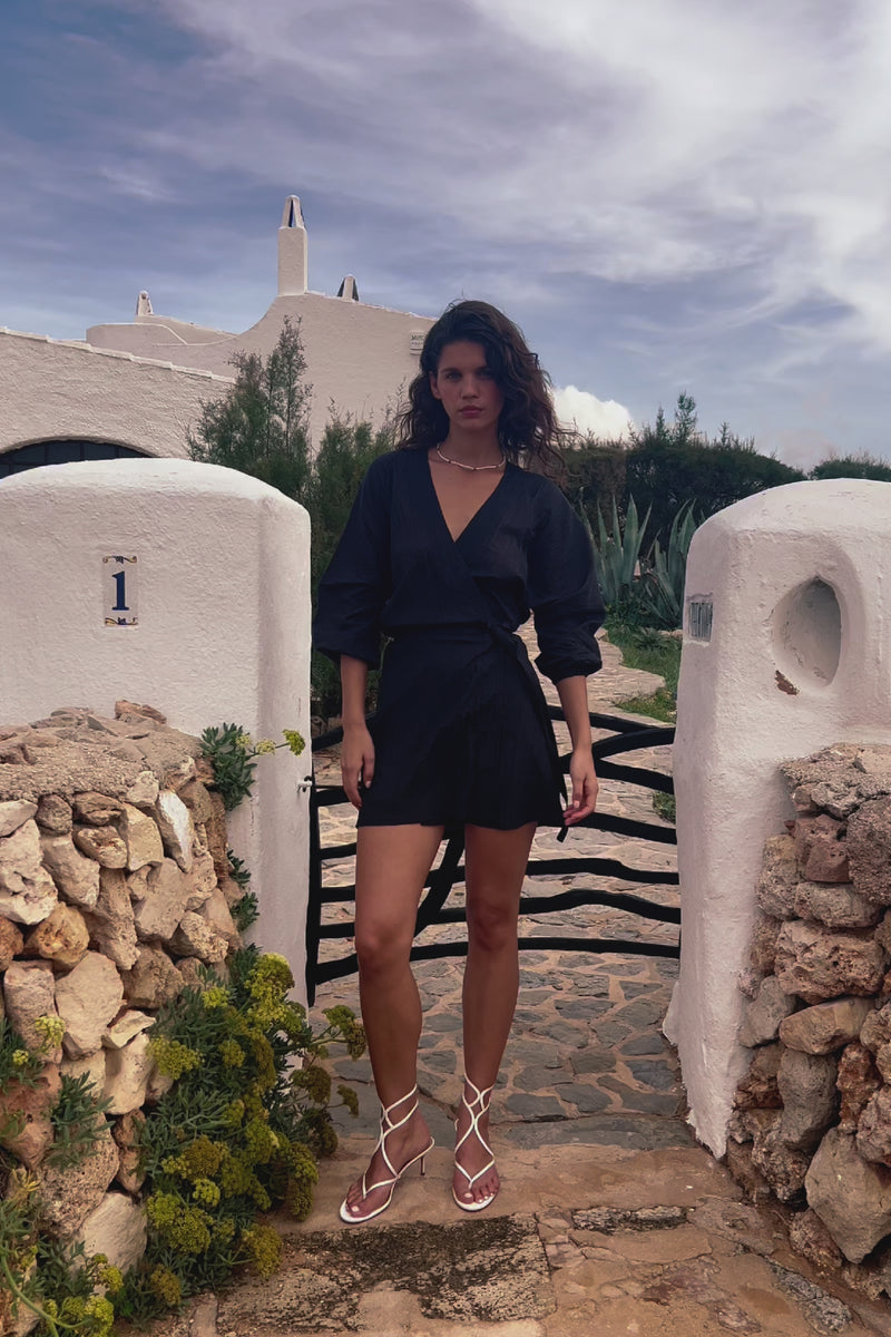 Isla Silk Wrap Mini Dress