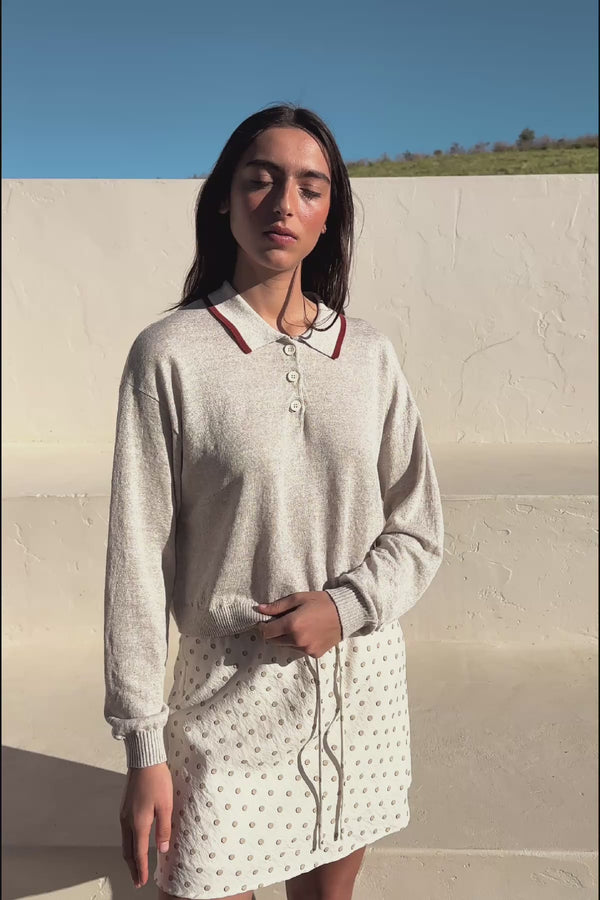 Uma Linen Knit Polo Top