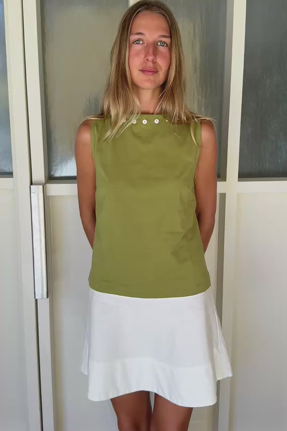 Muriel Button Boatneck Tank