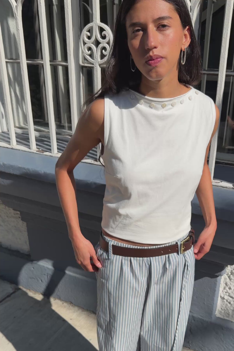 Muriel Button Boatneck Tank