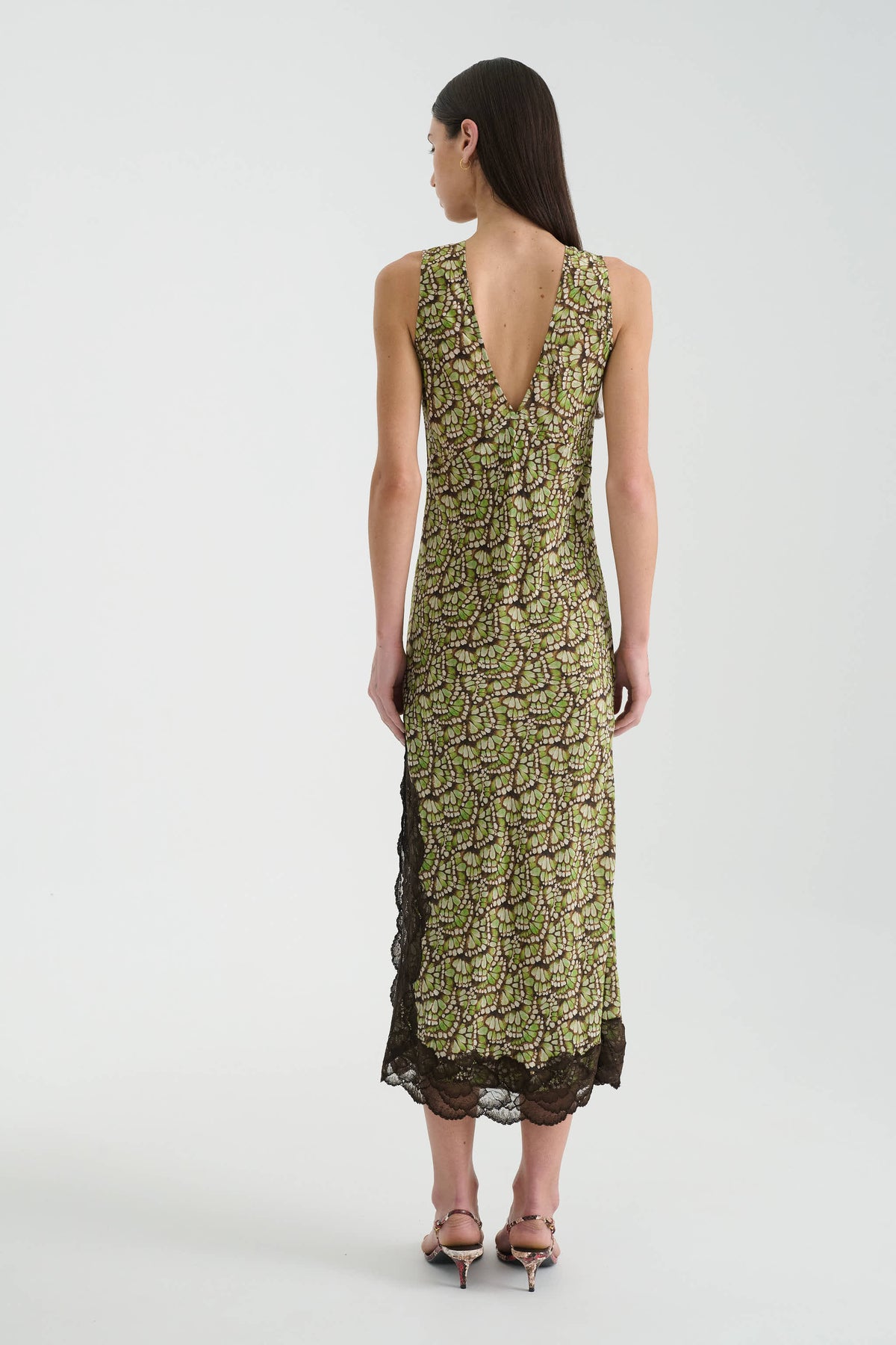 Annie Silk Midi Dress in Papillon print – back view