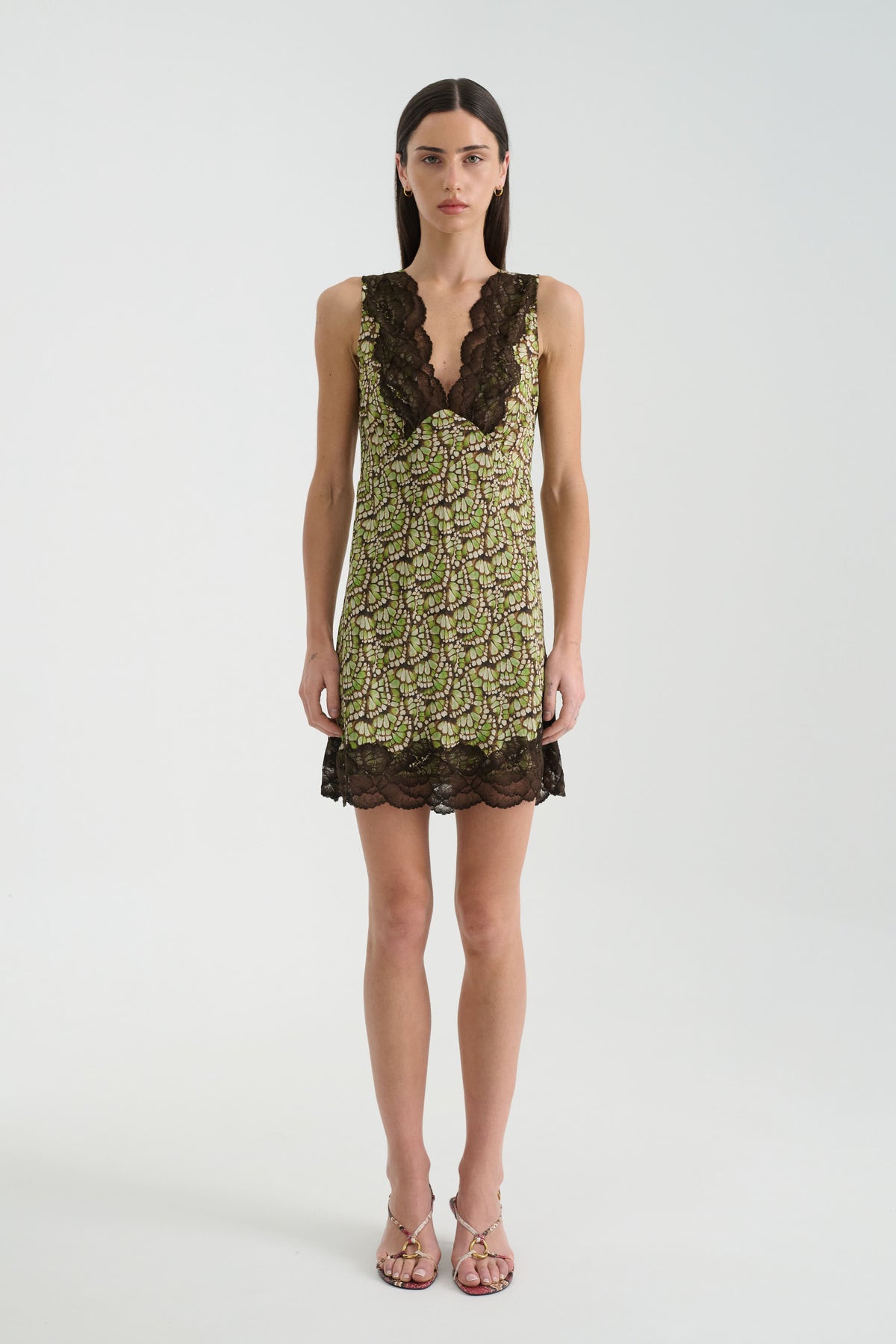 Annie Silk Mini Dress in Papillon print – front view