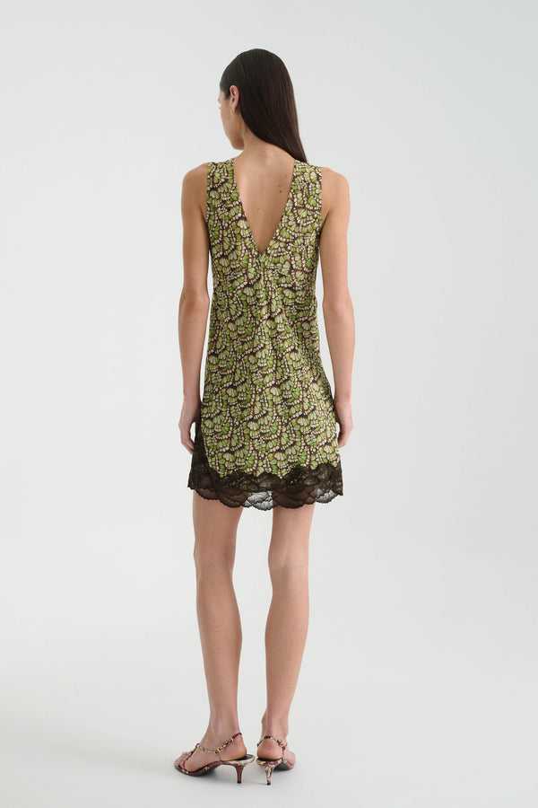 Annie Silk Mini Dress in Papillon print – back view